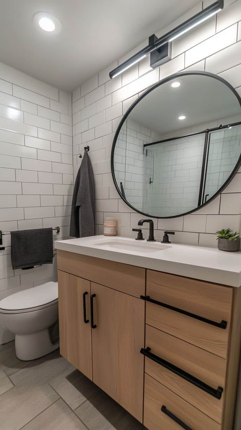 Small bathroom with mirror