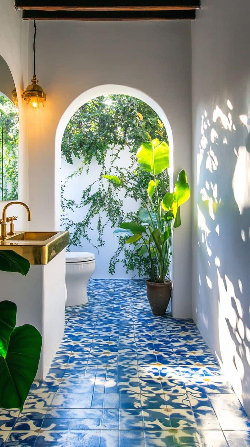 Spanish Bathroom With Blue Tile