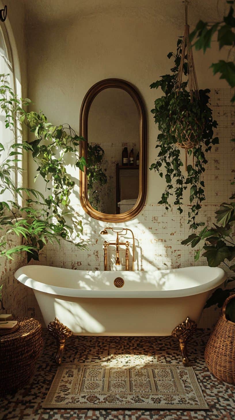 Vintage bohemian bathroom