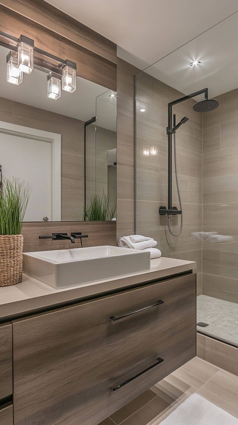 Bathroom with rectangular basin