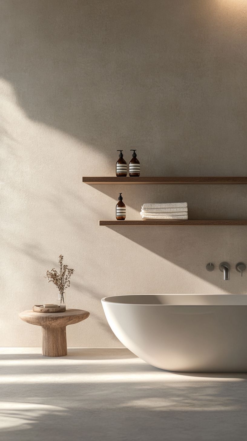 Bathroom with shampoo storage