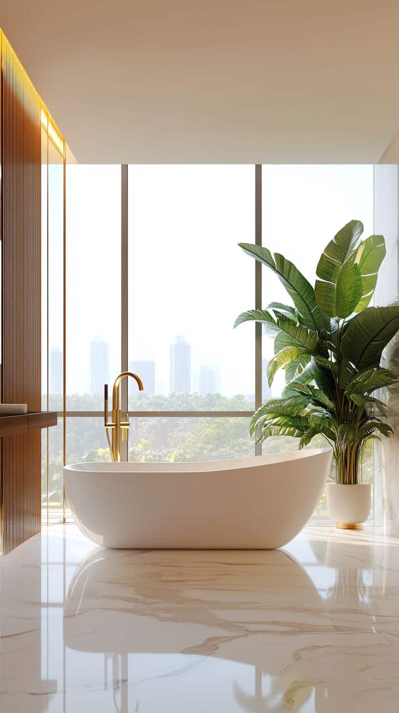 Big bathroom with bathtub