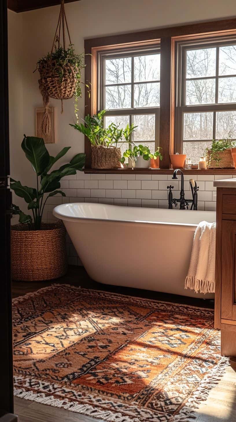 Bohemian farmhouse bathroom