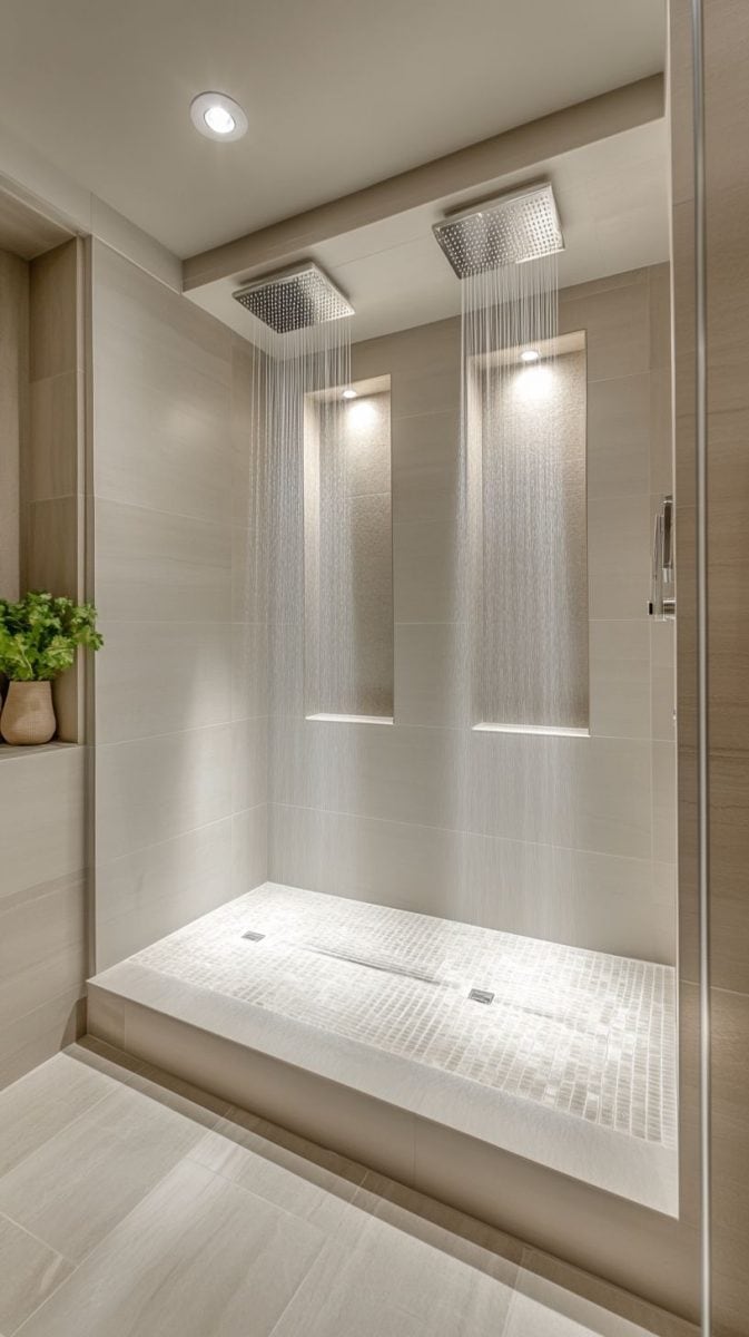 Stunning Shower With Dual Shower Heads Gallery