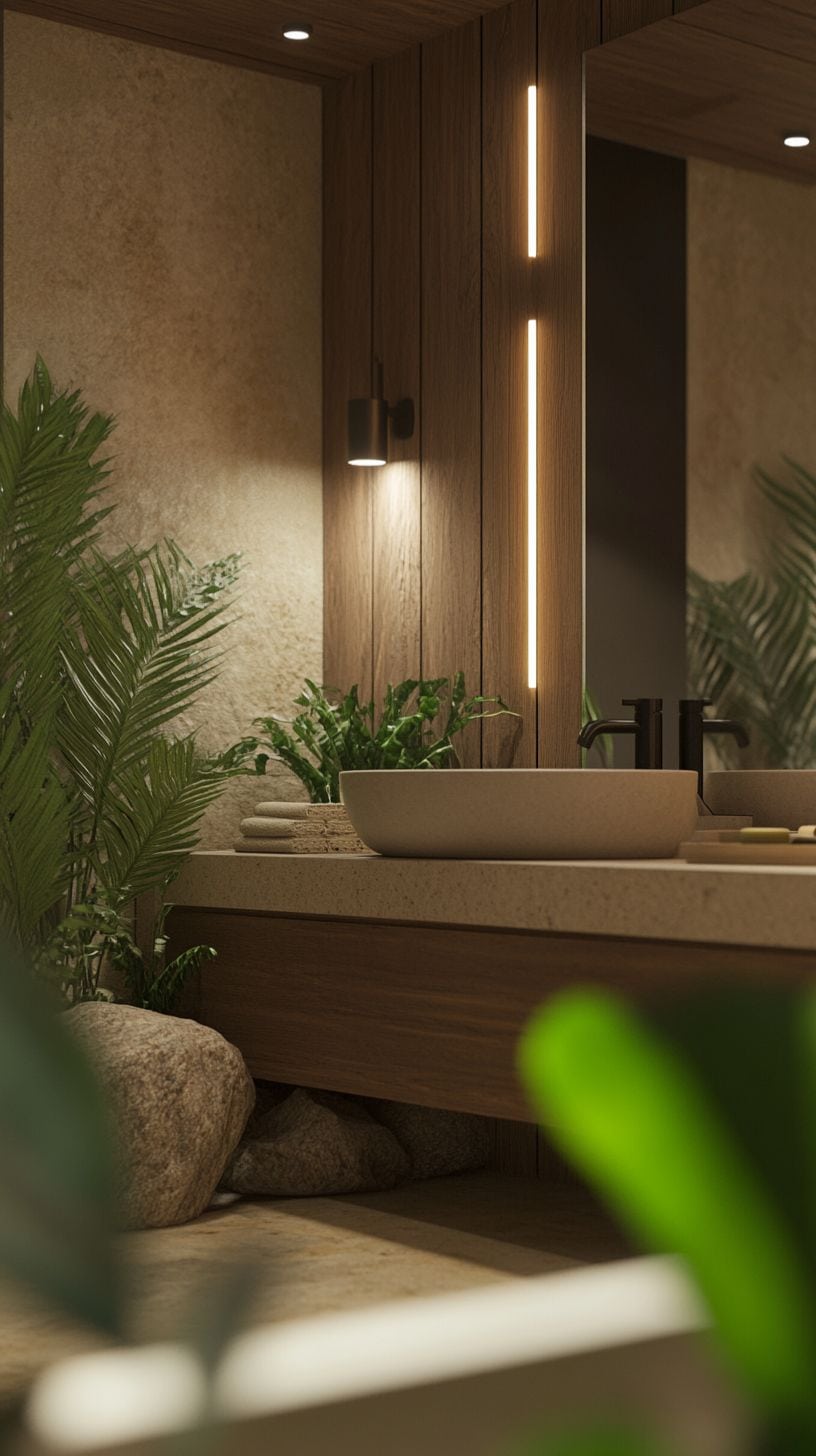 Earthy guest bathroom