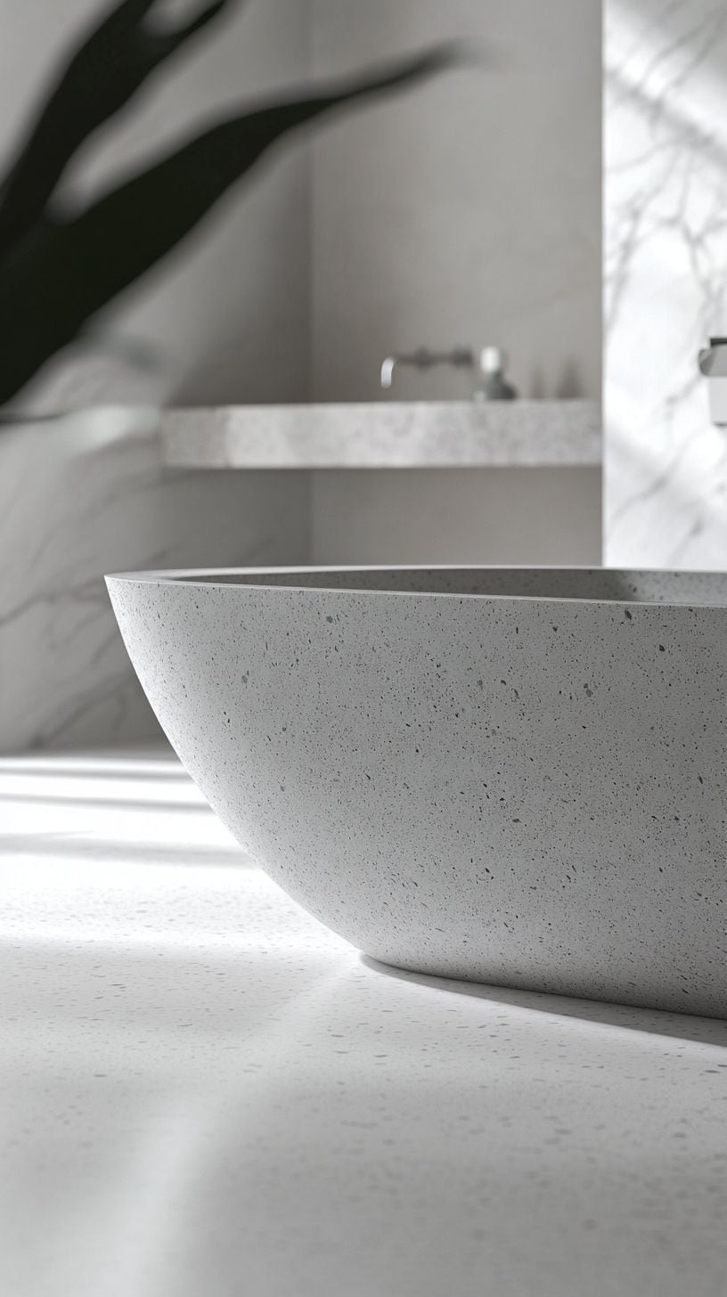 Light grey terrazzo bathroom