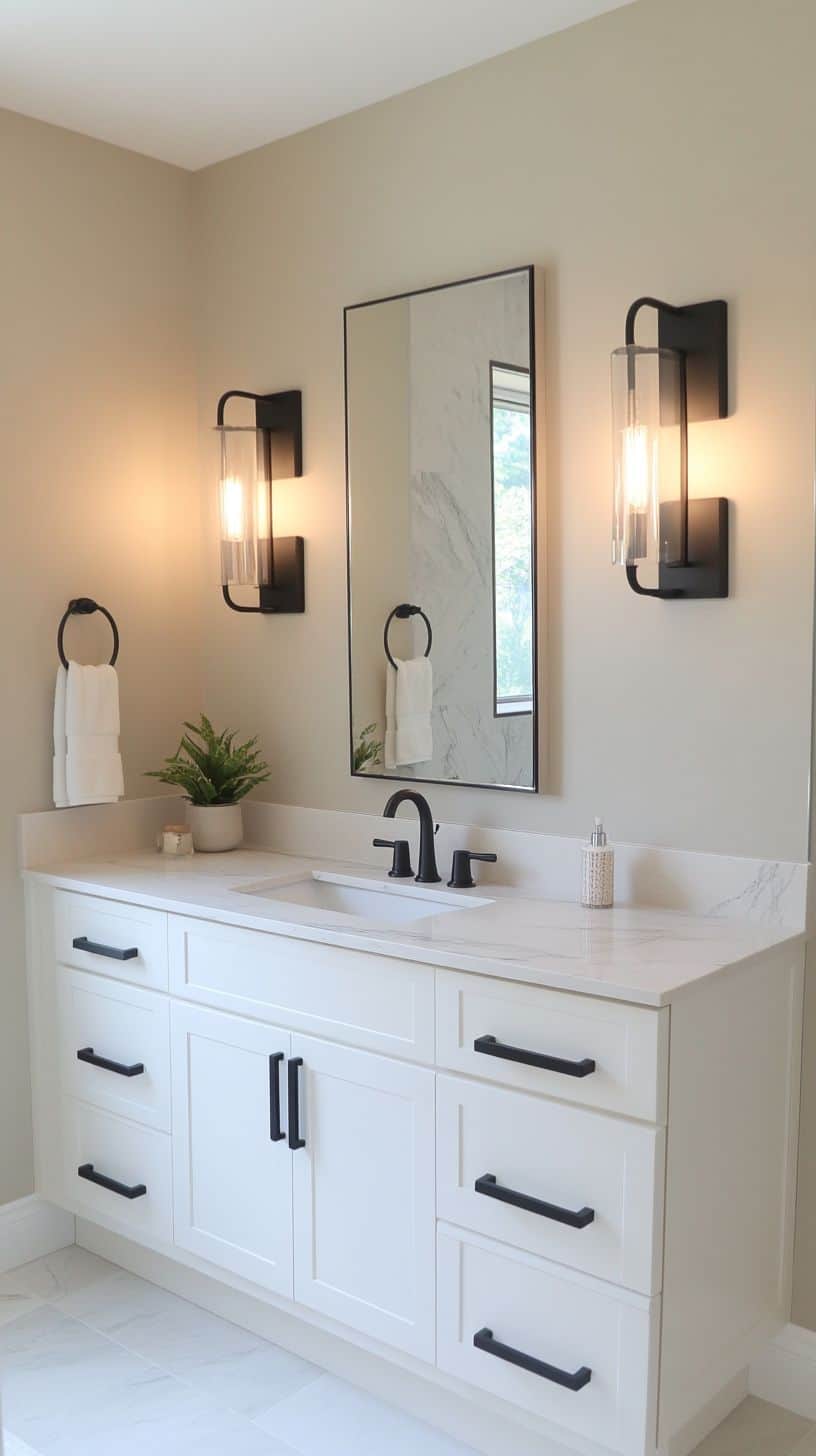 Bathroom with scones lights