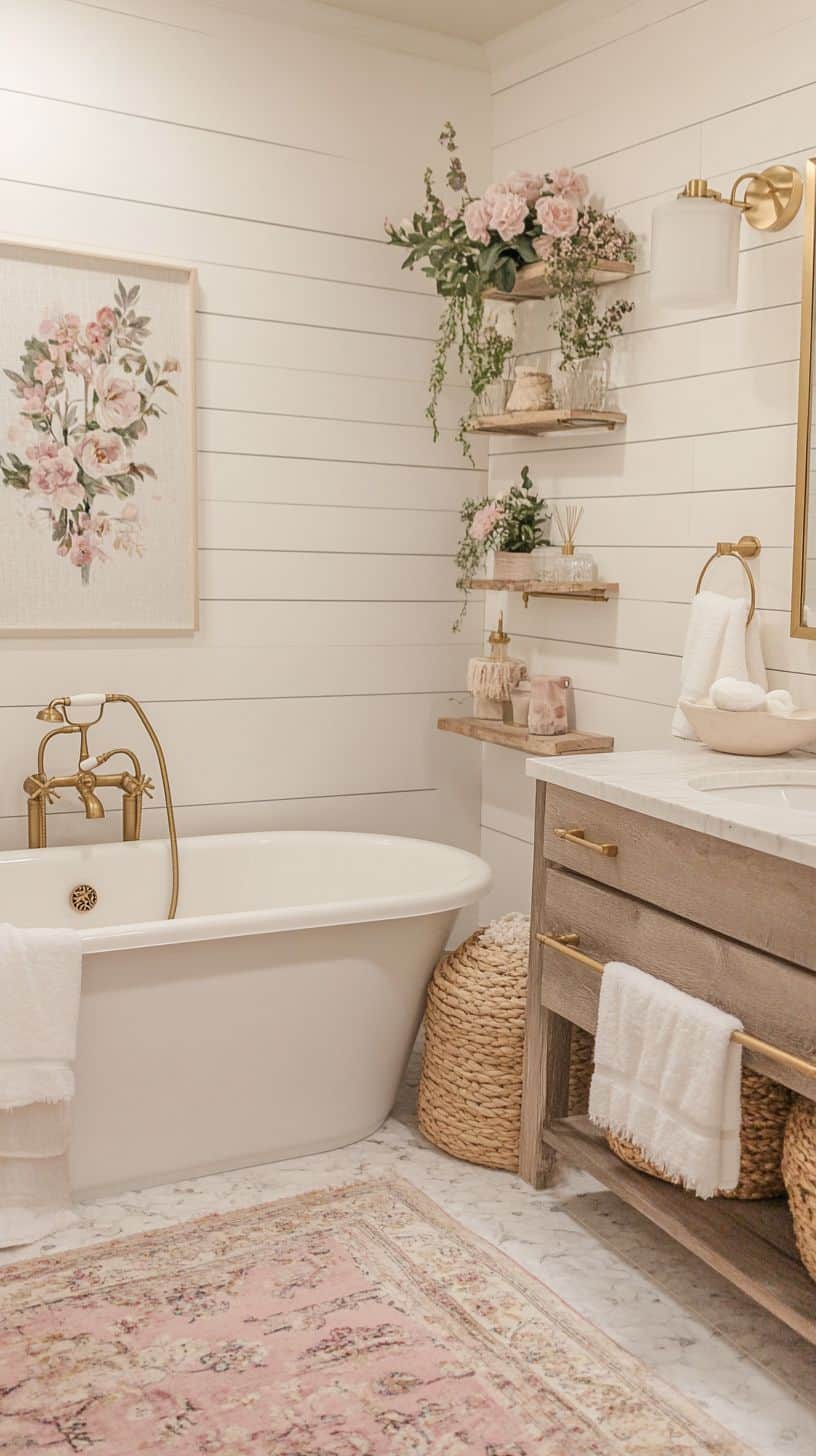 Girly farmhouse bathroom
