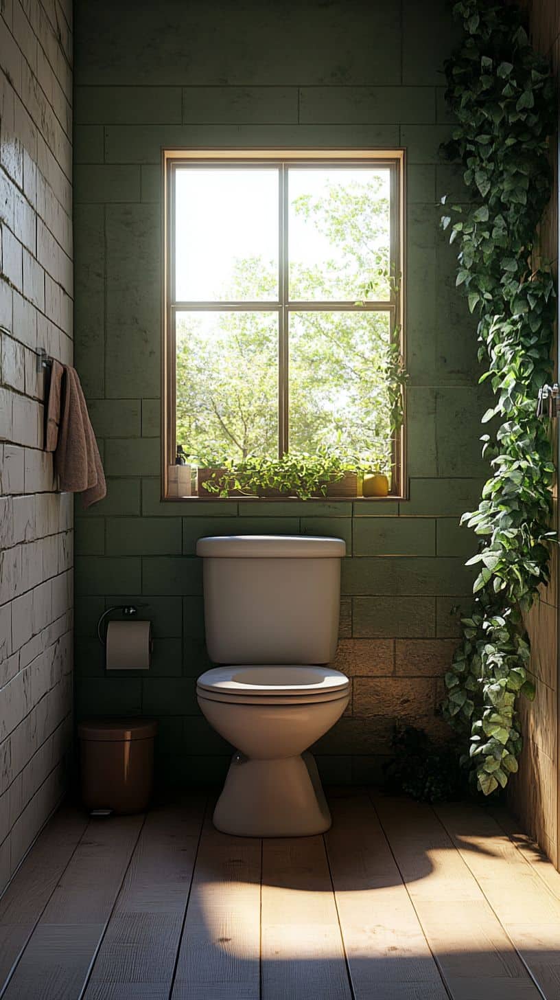 Bathroom with window over toilet