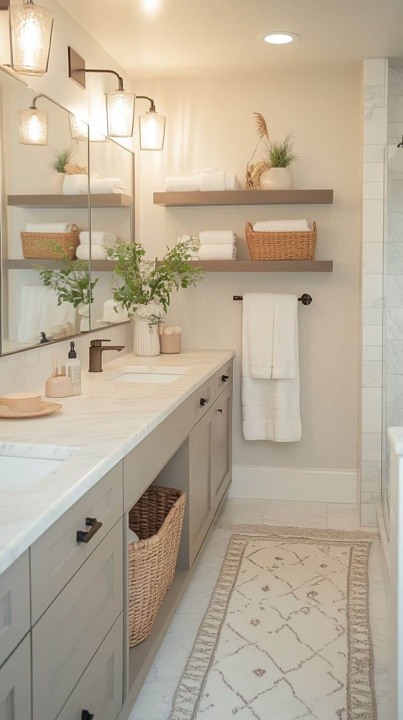 Long narrow bathroom with sink