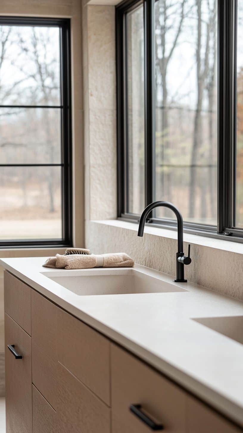 Bathroom with sink in front of window