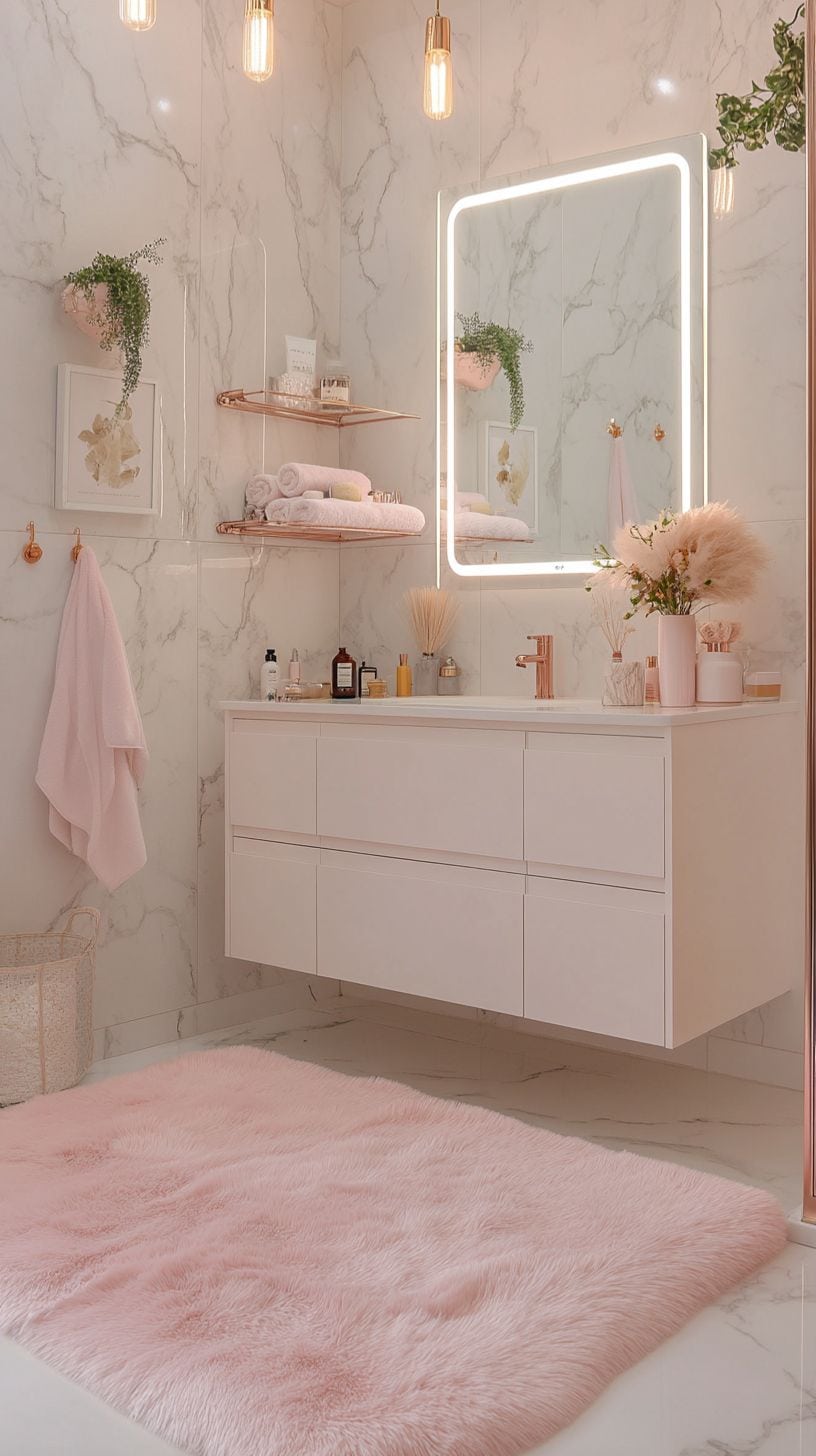 Apartment girly bathroom with decor