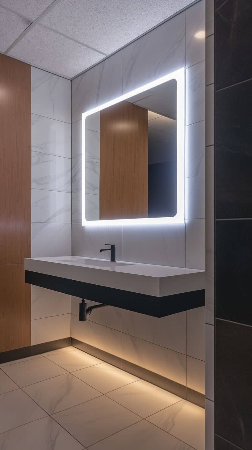 Bathroom with led mirror