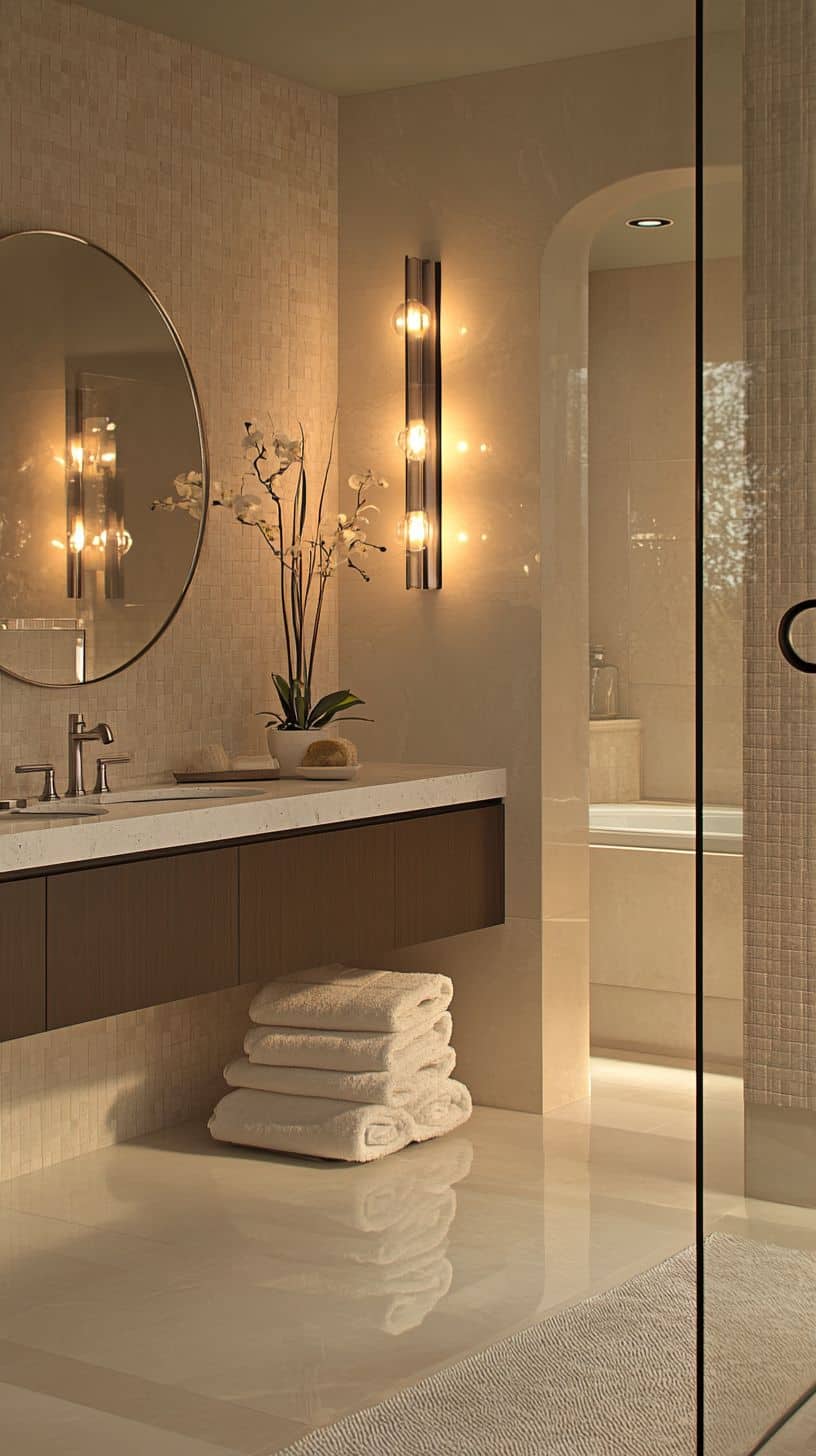 Bathroom with wall lights
