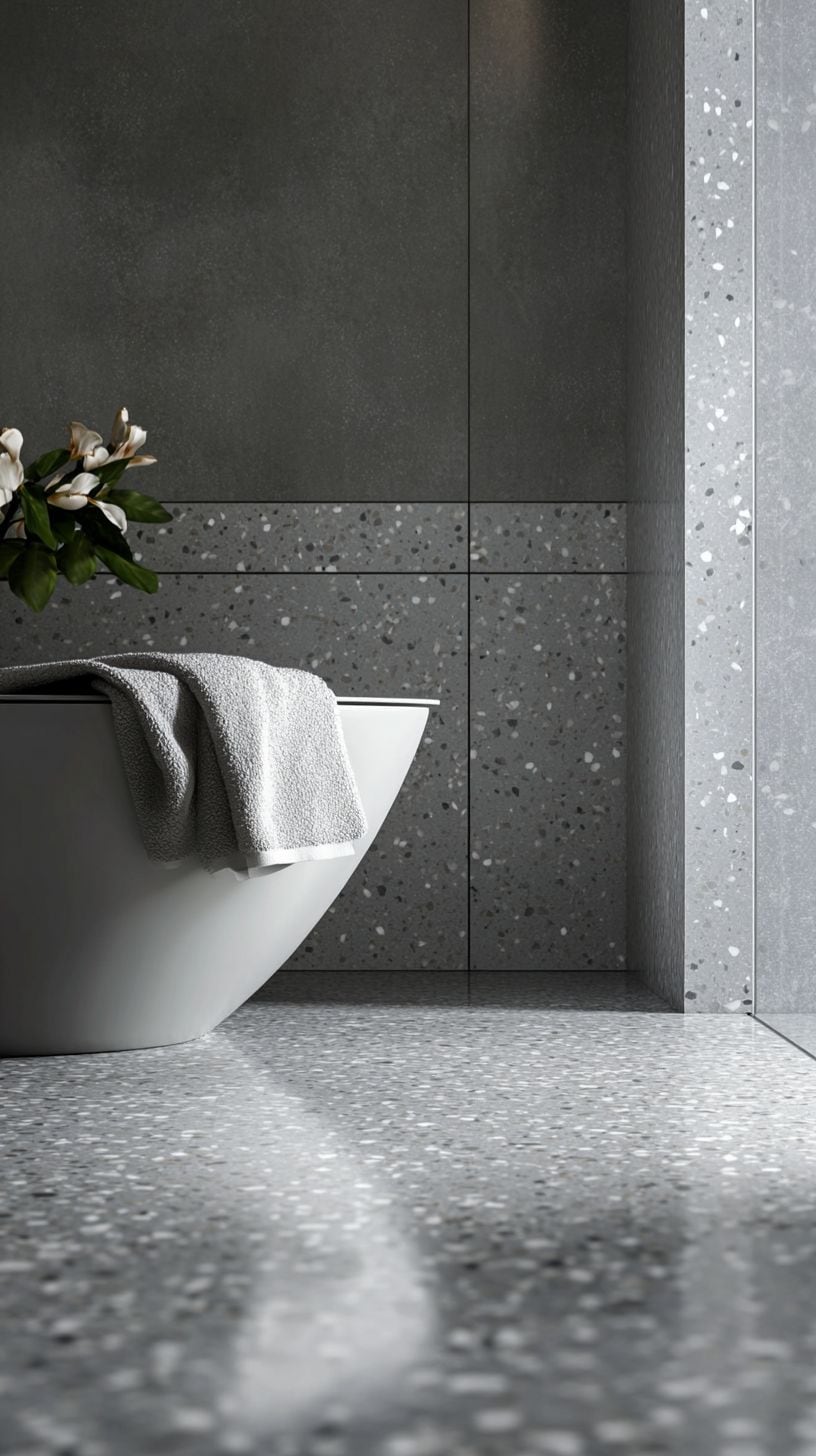 Grey terrazzo bathroom