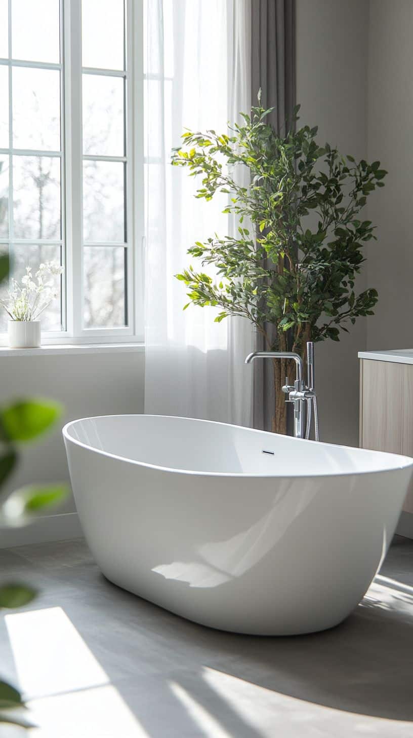 Modern bathroom with bathtub