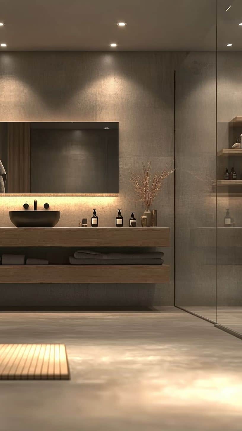 Modern bathroom with no tiles