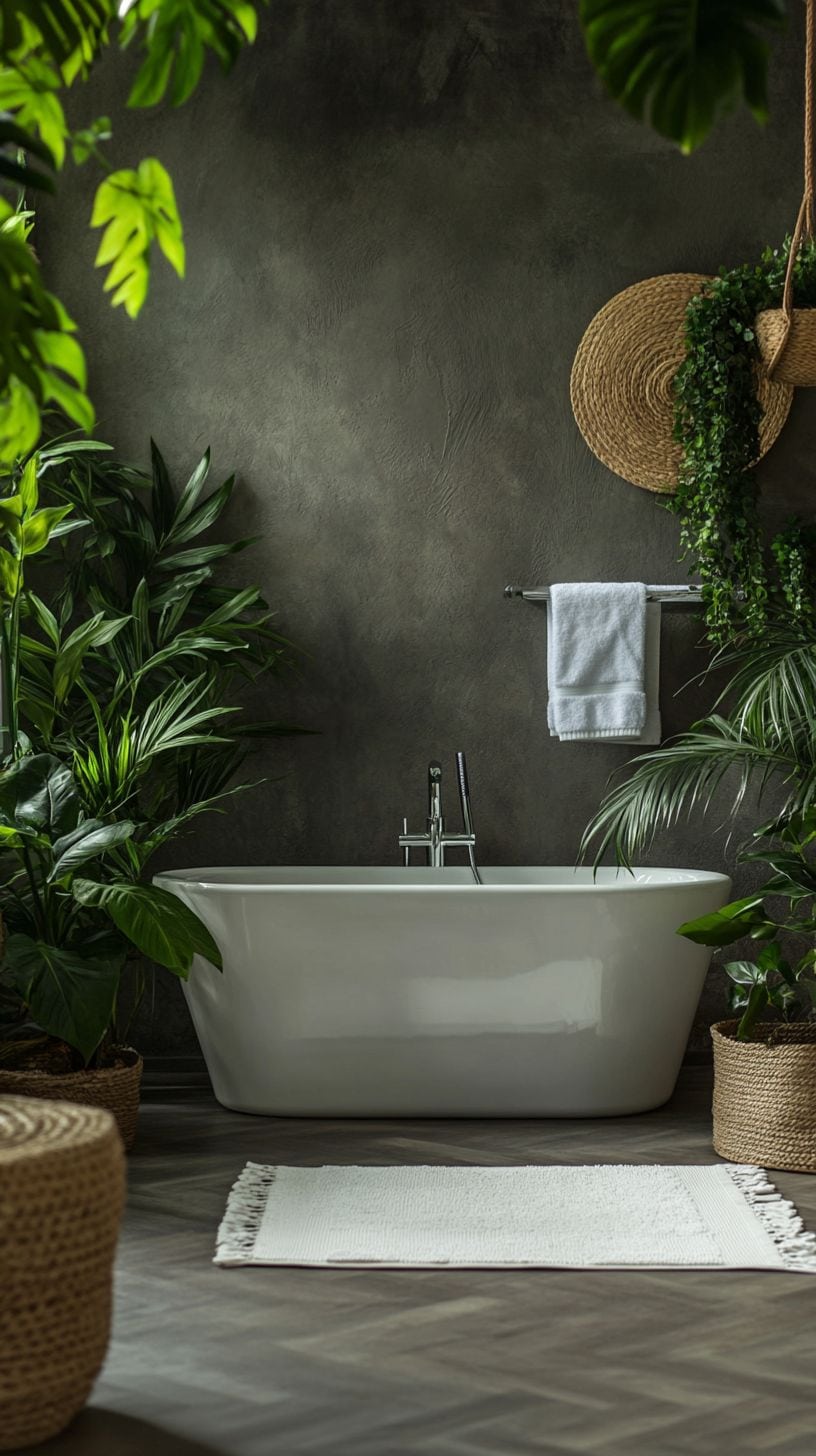 No windows bathroom with plants