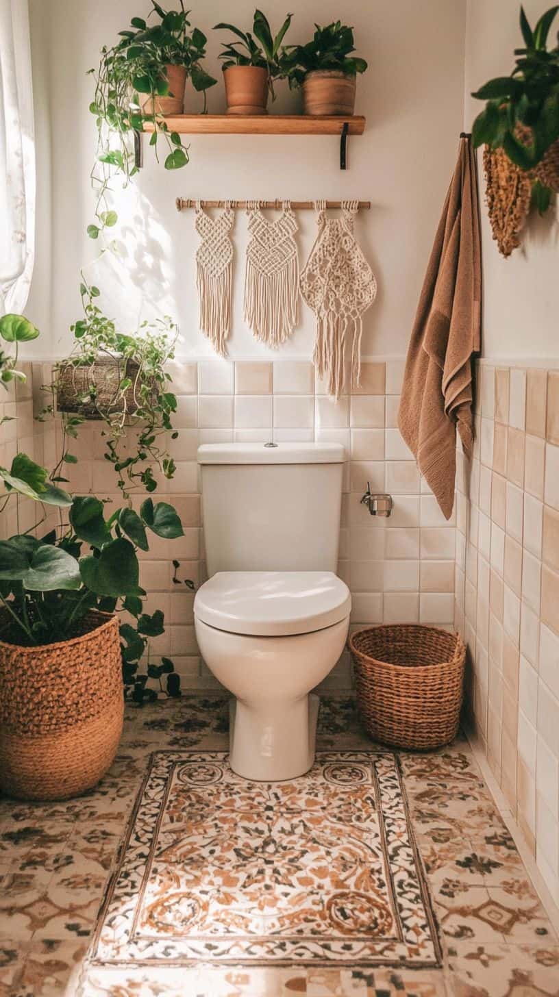 Small bohemian bathroom with decor