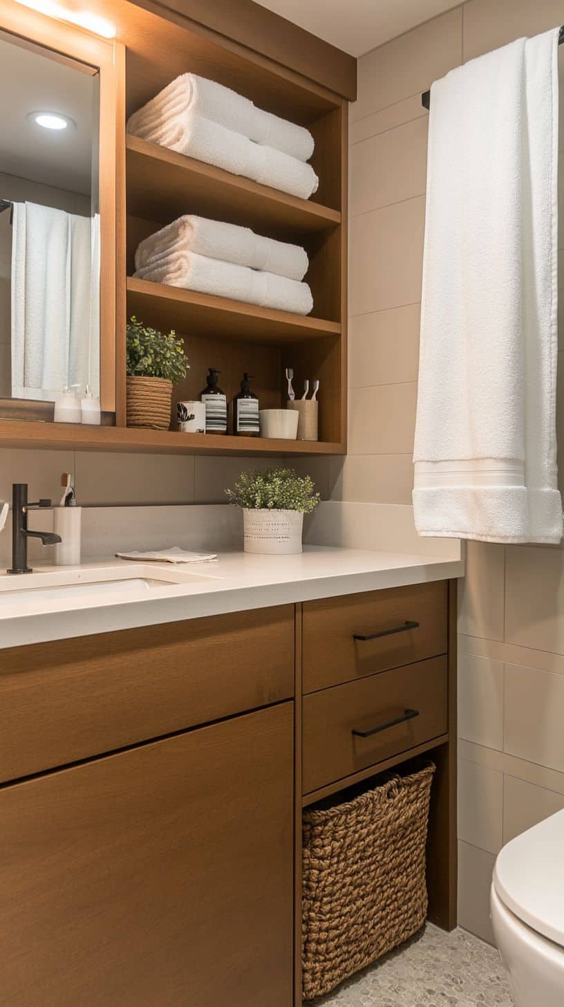 Tiny bathroom with storage