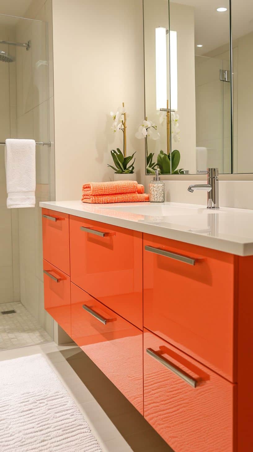 Colorful minimalist bathroom