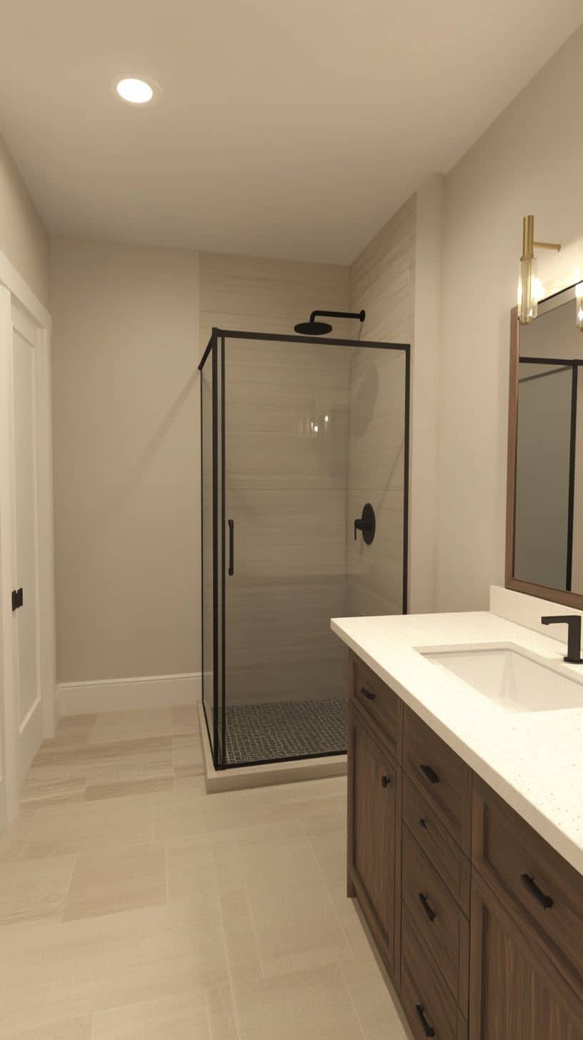 Minimalist bathroom with paint