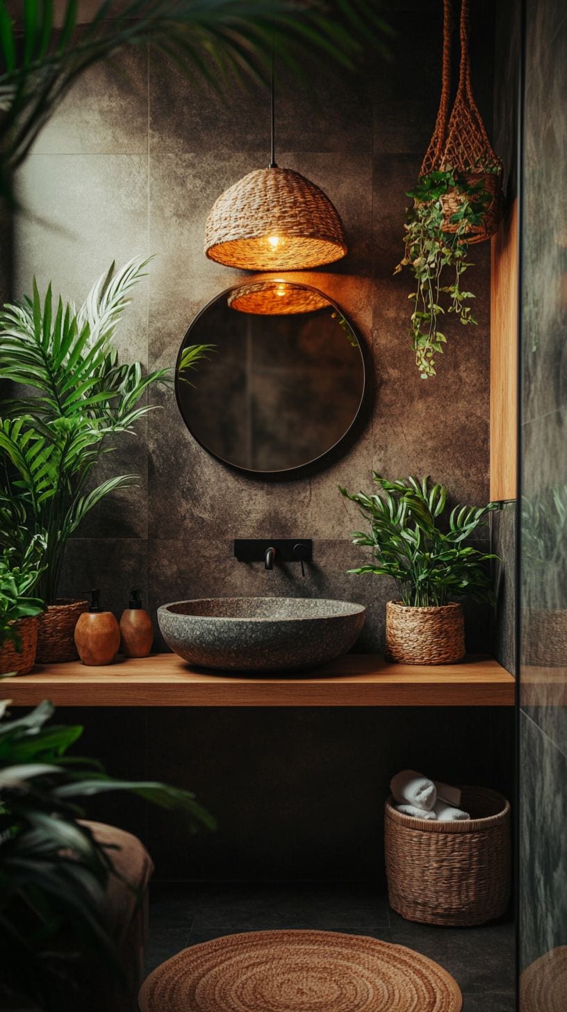 Aesthetic earthy bathroom