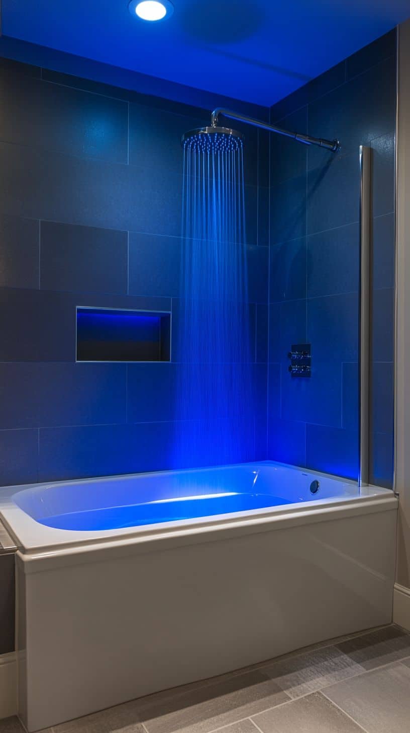 Bathroom with bathtub and shower combo