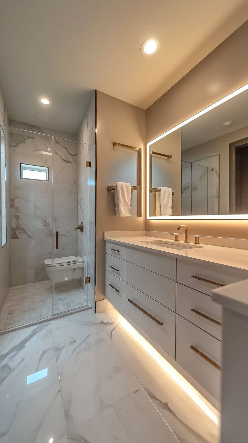 Bathroom with mirror lights