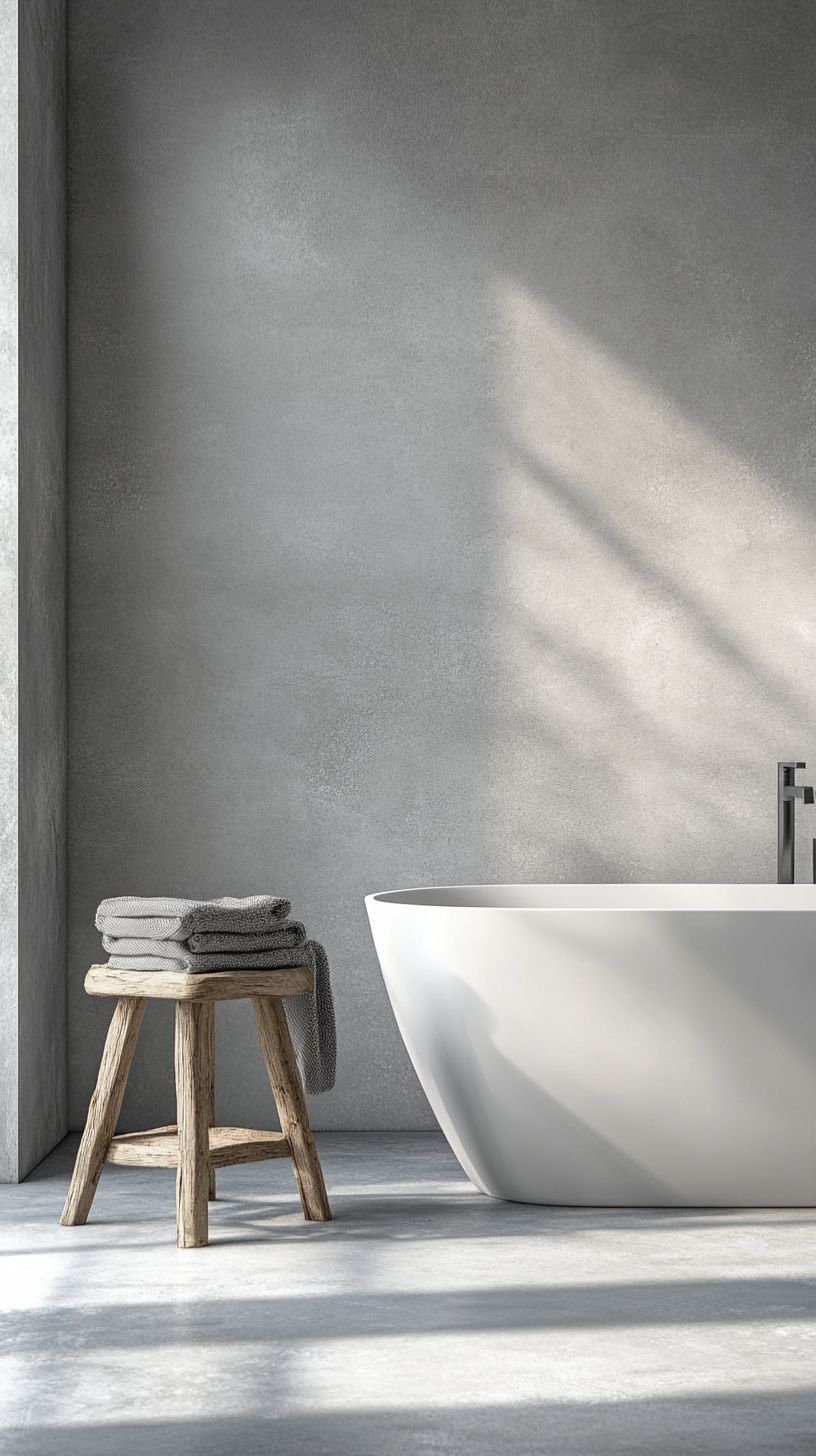 Bathroom with no tiles and waterproof walls