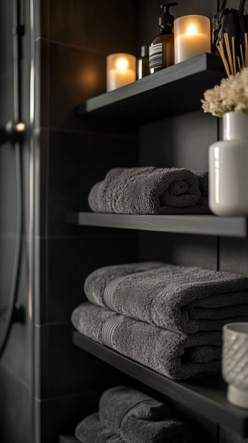 Bathroom with towel storage