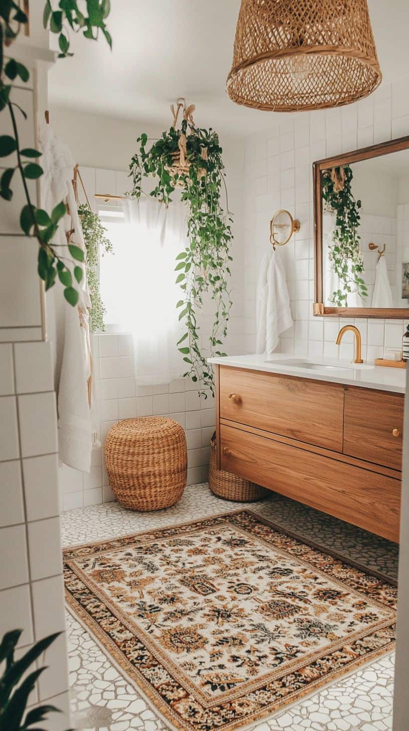 Bohemian bathroom with accessories
