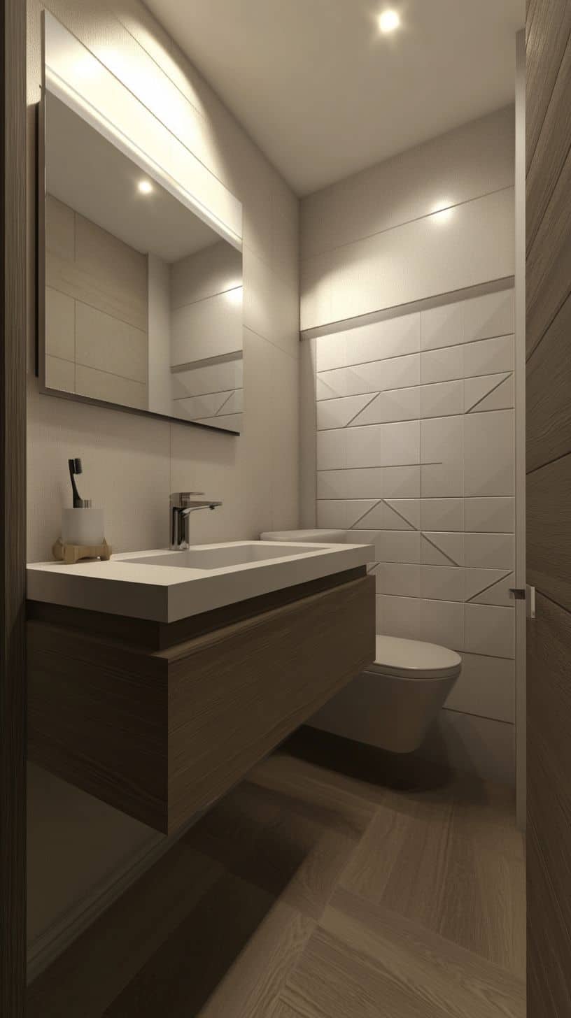 Long narrow half bathroom