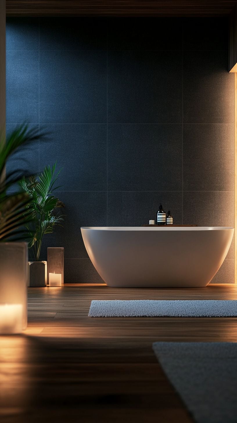Small bathroom with wood floor