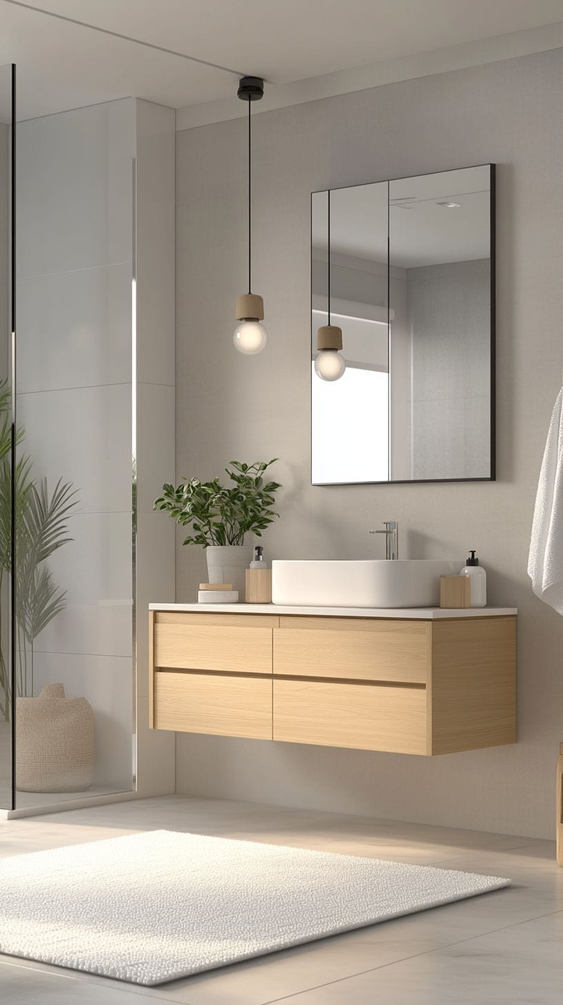 Minimalist bathroom with furniture