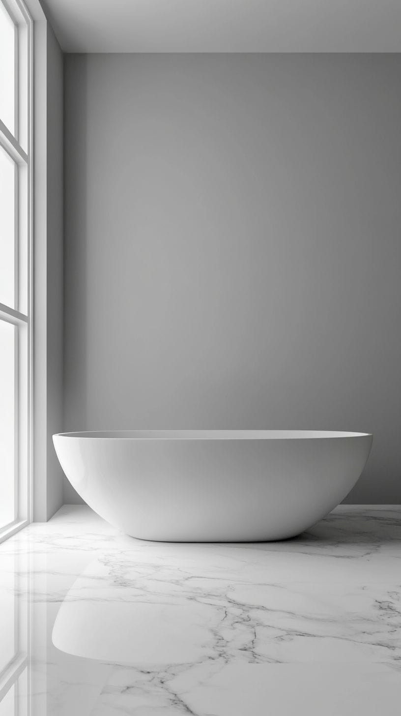 Minimalist bathroom with bathtub