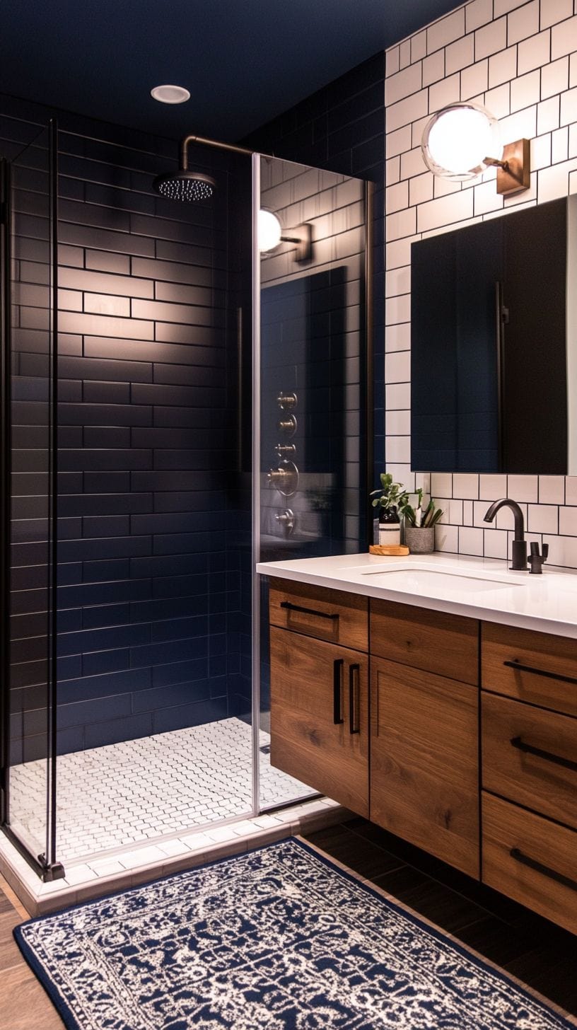 Moody bathroom with shower tile