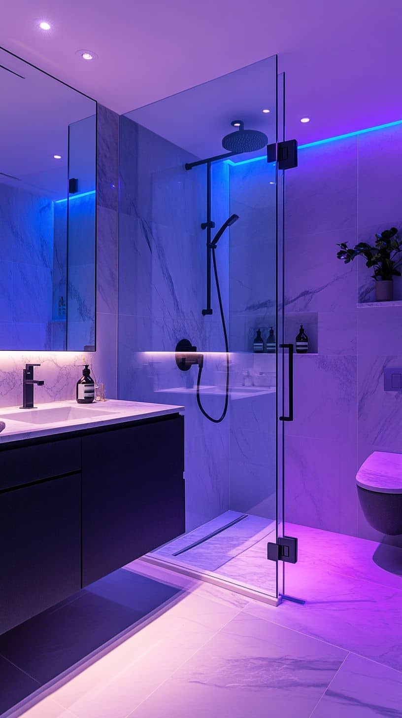 Bathroom with led lights