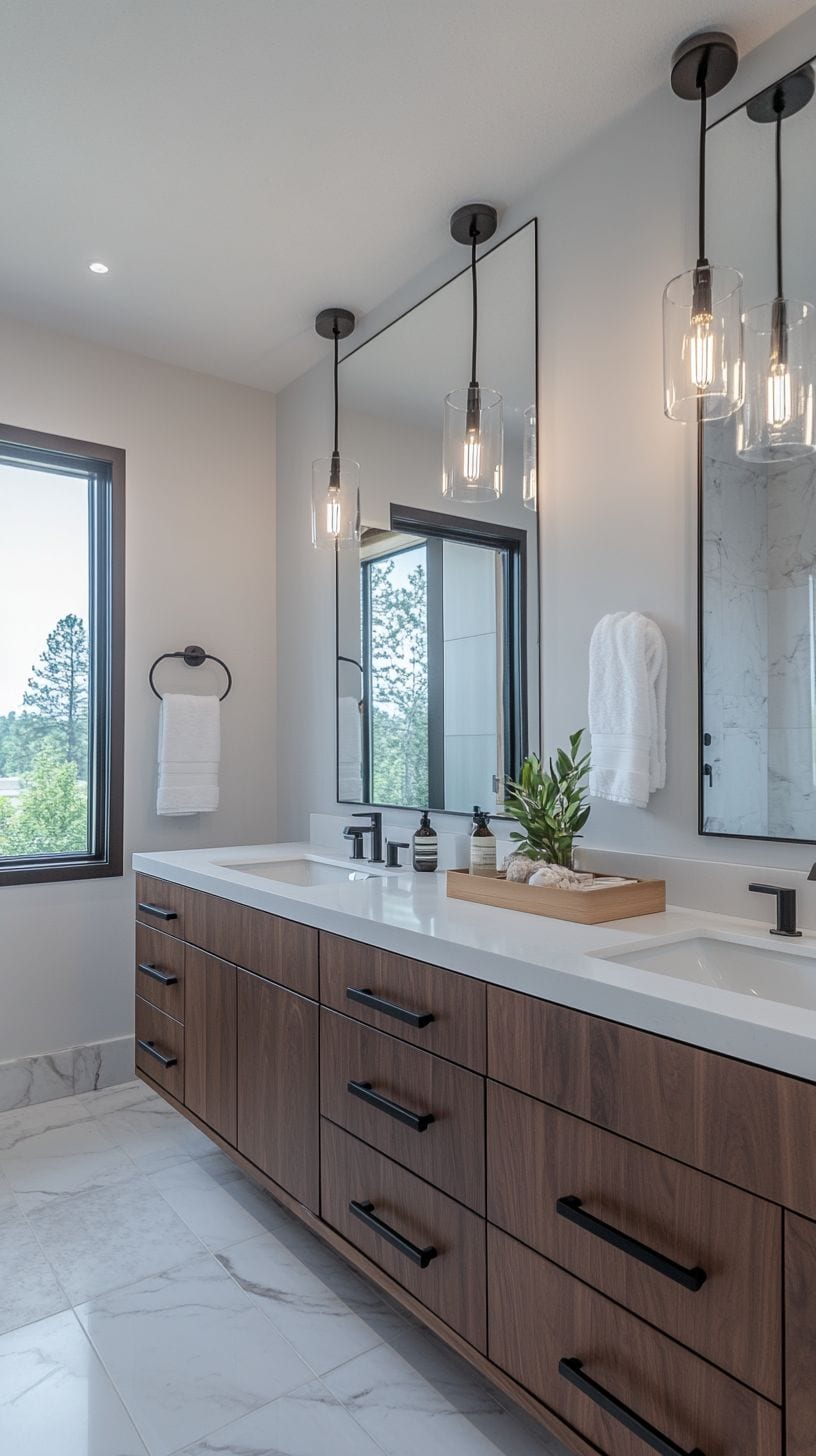 Bathroom with lighting over mirror