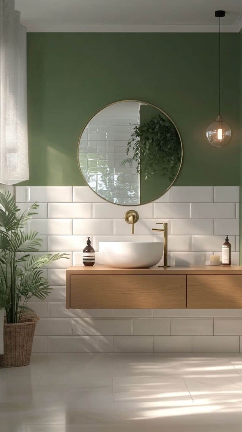 Half white tiled bathroom