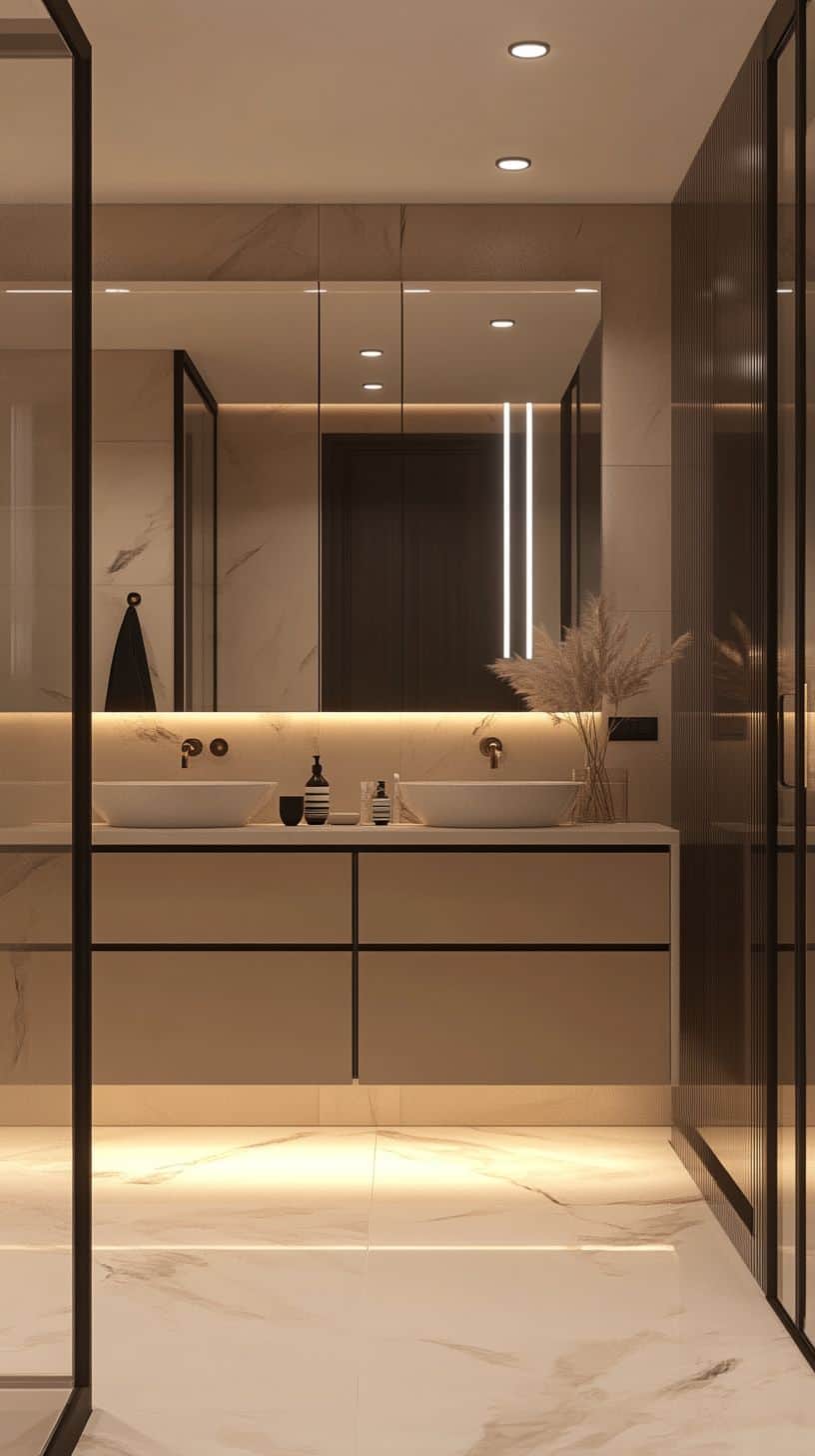 Master bathroom with double sink vanity