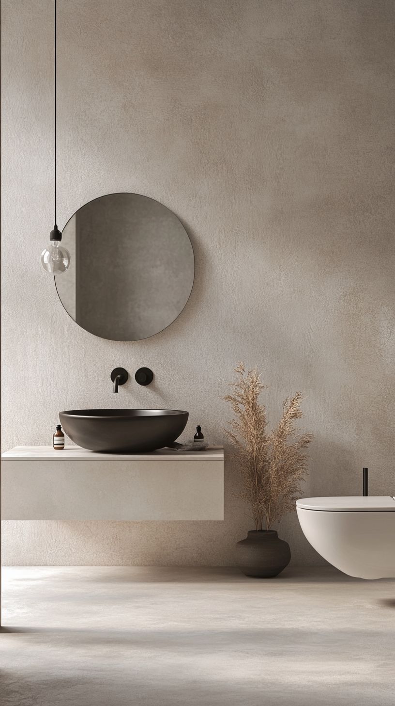 Minimalist bathroom with no bath