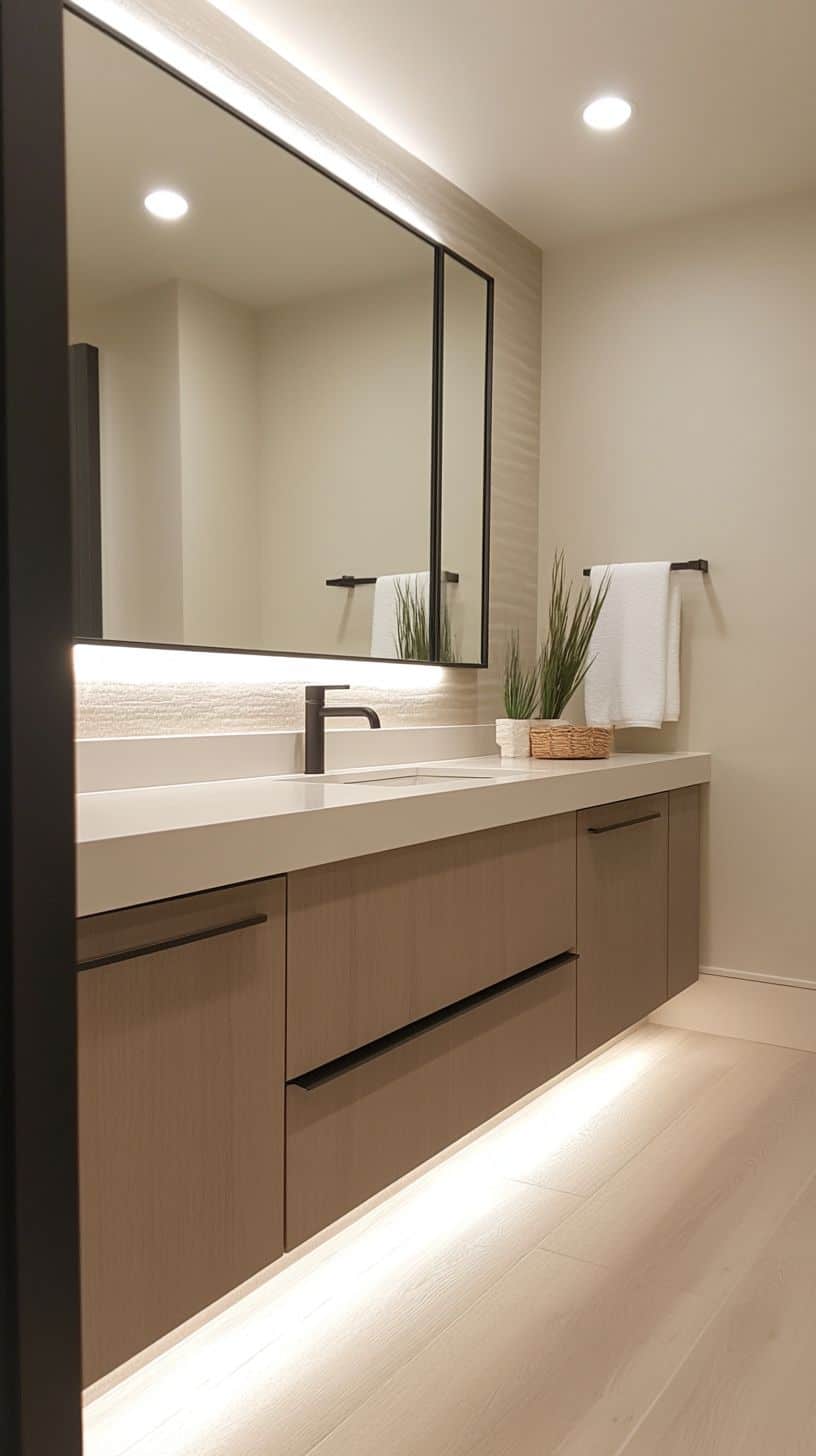 Minimalist bathroom with vanity