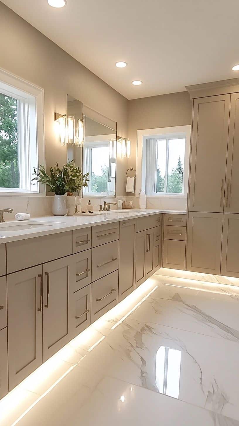 Bathroom with neutral cabinet
