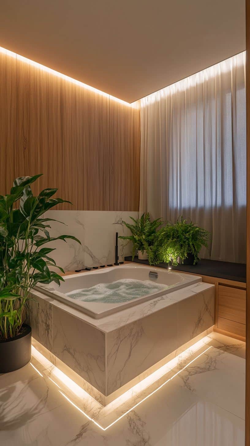 Bathroom with small jacuzzi tub