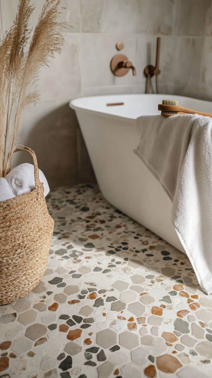 Bathroom with terrazzo hexagon tiles