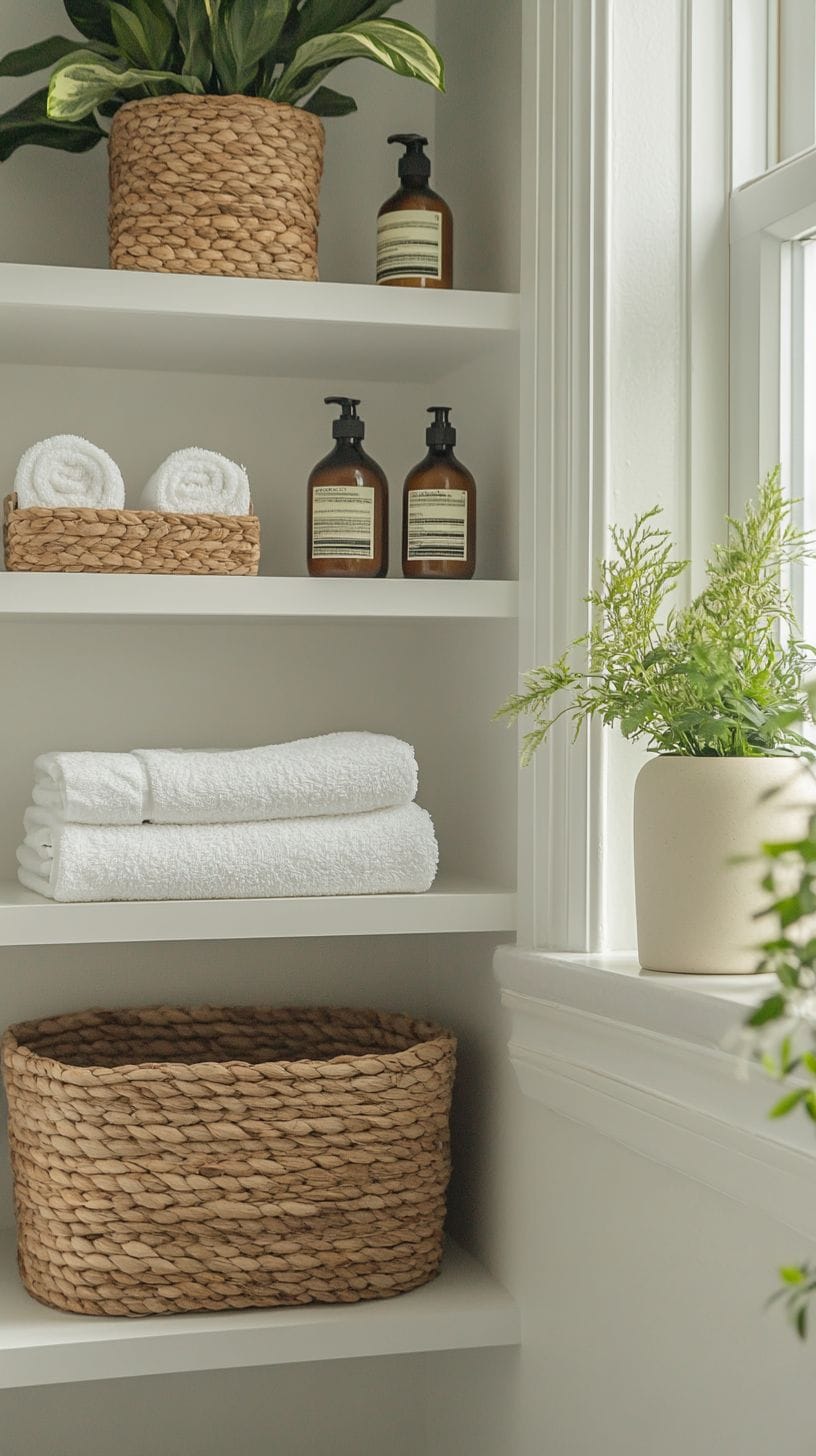 Bathroom with wall storage