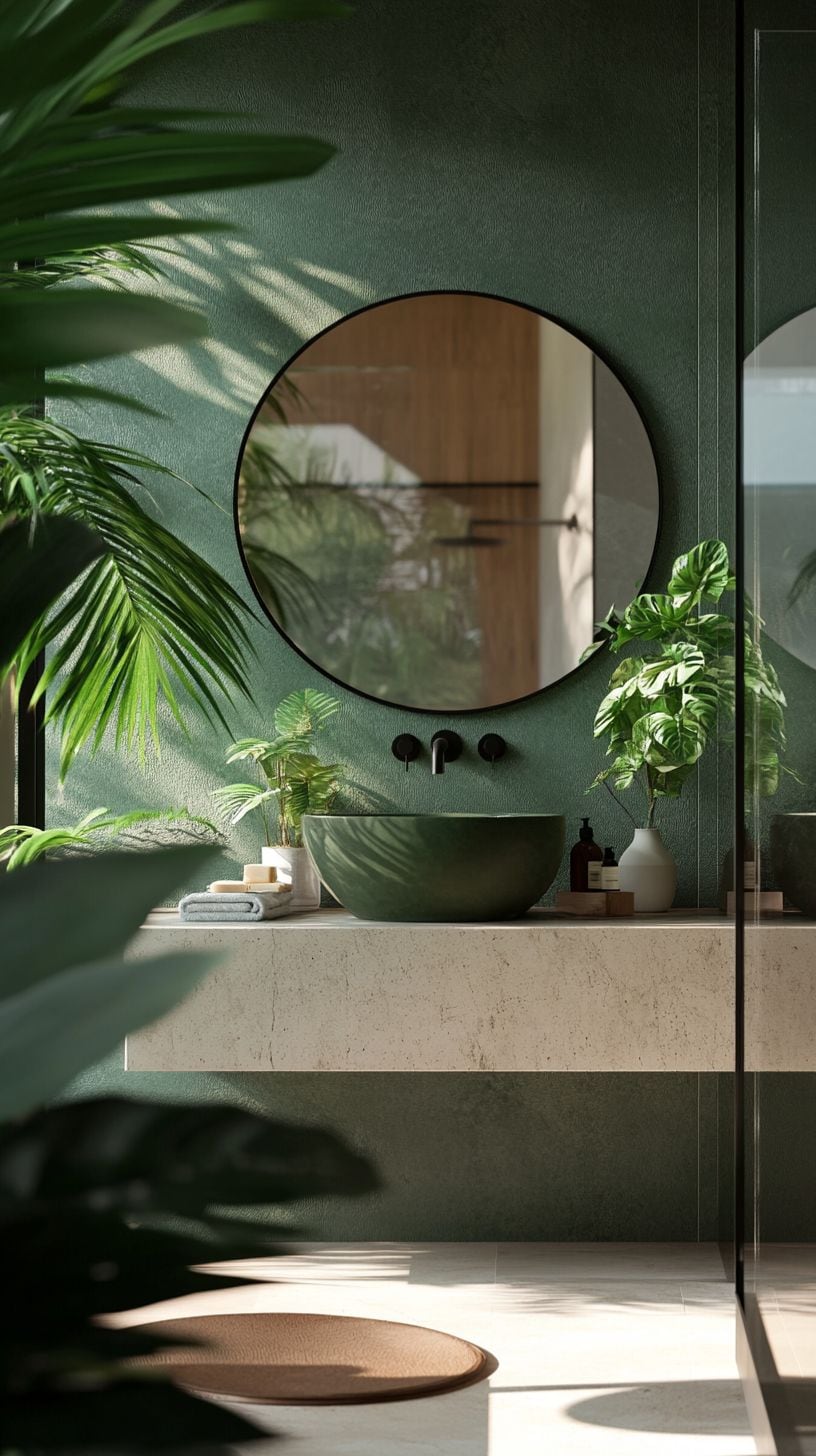 Earthy green bathroom