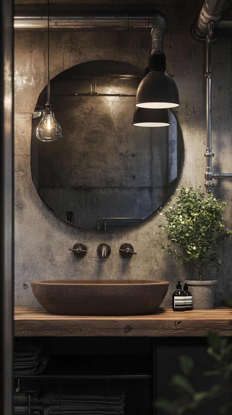 Industrial bathroom with vanity