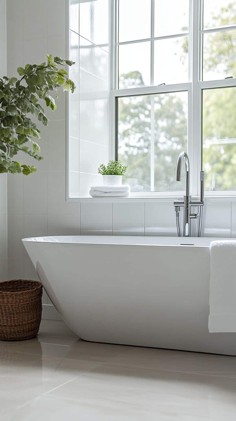 Rectangular bathroom with tiles